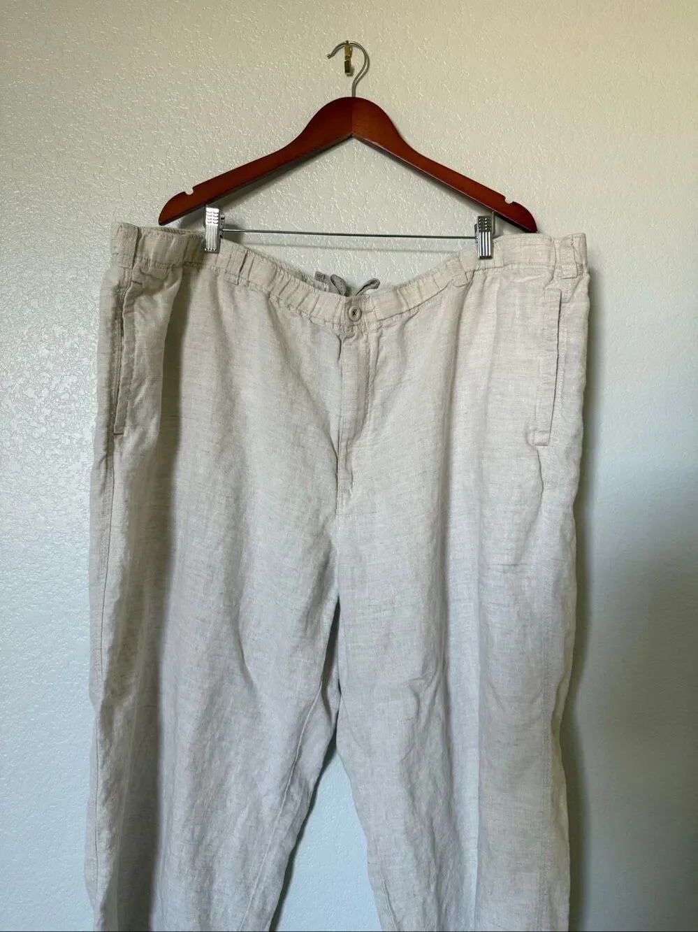 Tommy Bahama Relax 3XB 100% Linen Pants Beige Drawstring Casual